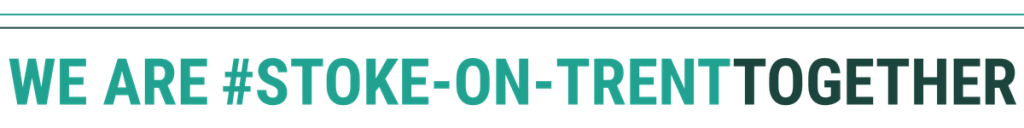 Image test in green says We are #StokeonTrentTogether